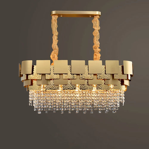 lustre en acier inoxydable à led avec cristal doré - vue 3 sur 16