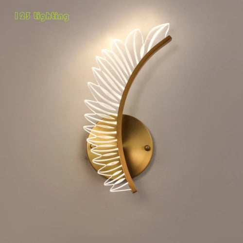 applique murale led nordique en laiton avec ailes d'ange - vue 4 sur 9