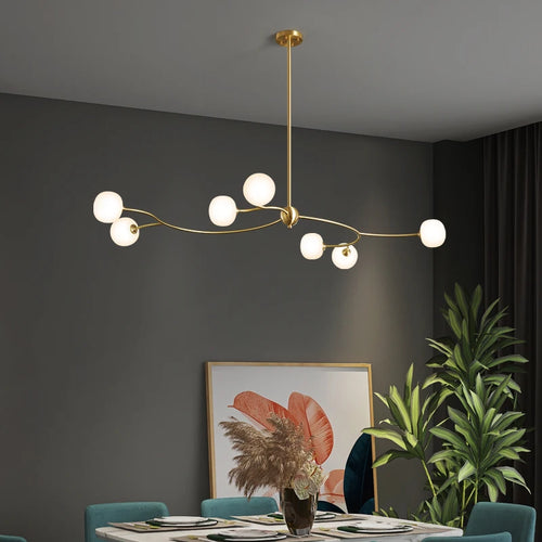 lustre de restaurant en cuivre design ambiance moderne pour intérieur - vue 3 sur 10