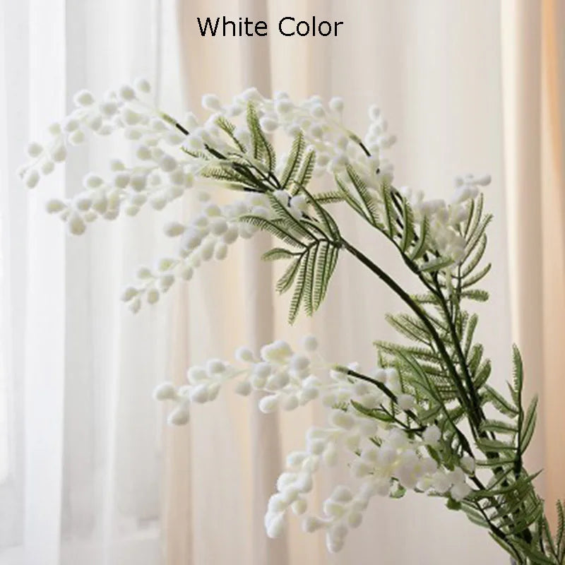 branche de mimosa artificielle avec feuilles de palmier tropicales - vue 4 sur 8