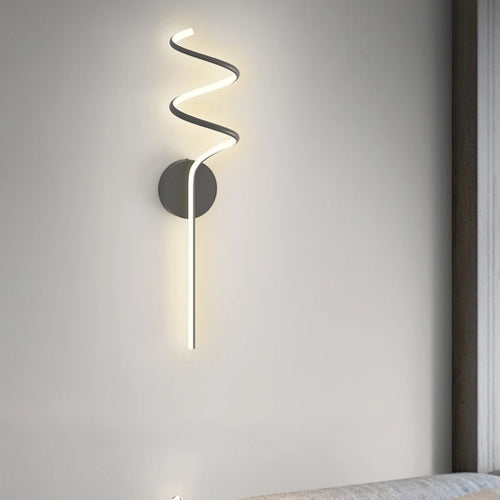 applique murale scandinave simple en spirale en aluminium et métal led - vue 3 sur 12