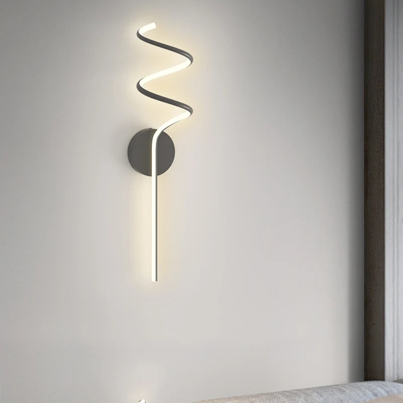 applique murale scandinave simple en spirale en aluminium et métal led - vue 3 sur 12