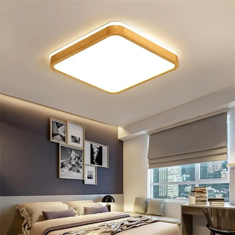 plafonnier led en bois véritable au design moderne idéal pour toutes pièces - vue 6 sur 15