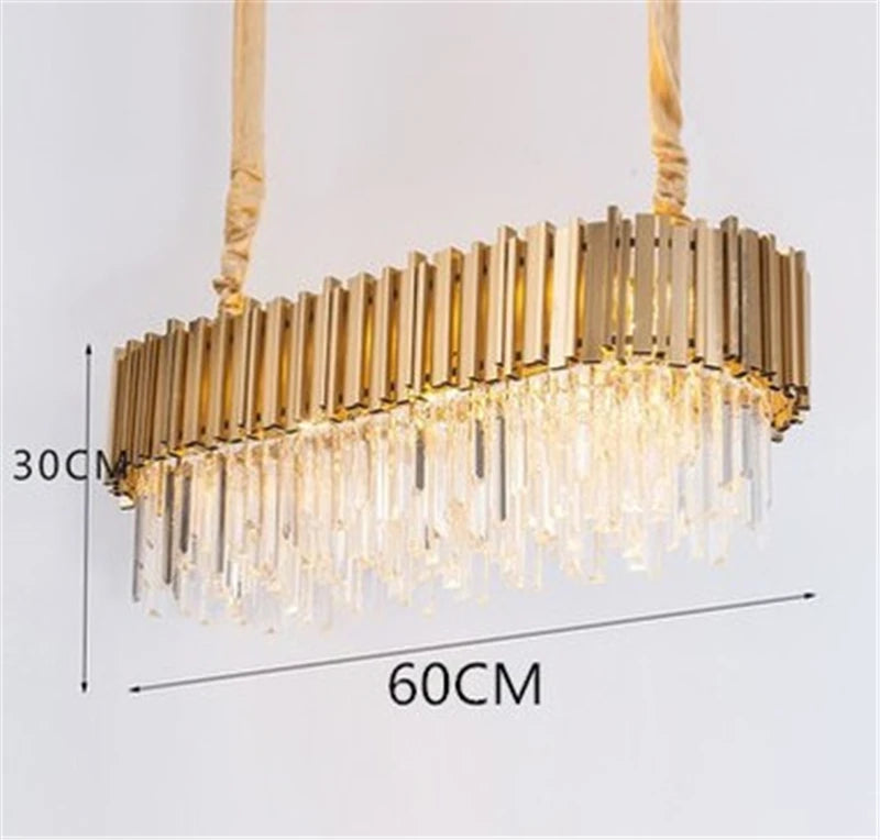 lustre moderne en cristal avec grande suspension à led - vue 11 sur 15