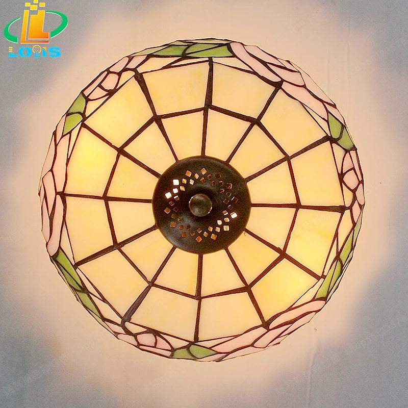 plafonnier en verre style tiffany pour éclairage artistique rétro - vue 3 sur 8