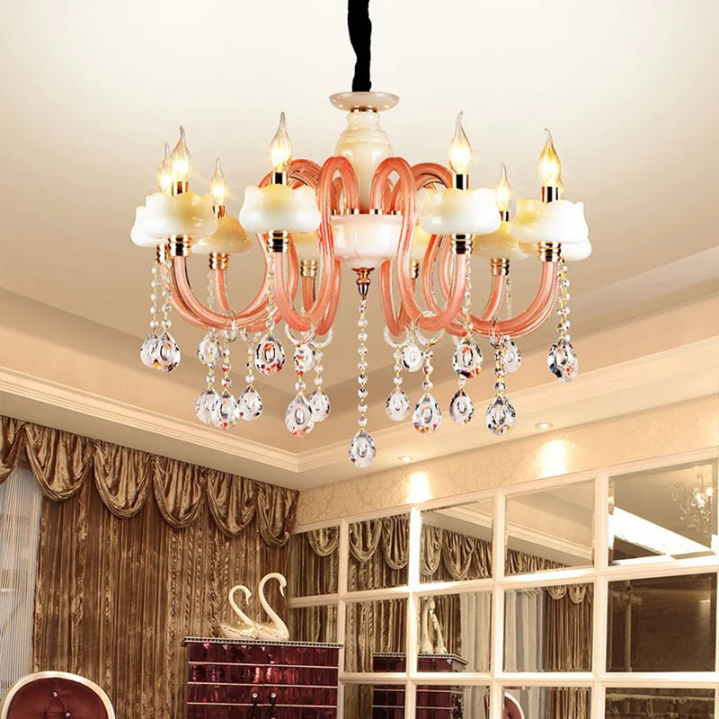 lustre moderne en cristal avec éclairage led créatif - vue 5 sur 9
