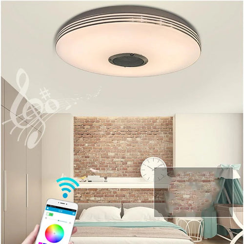 plafonnier led rond bluetooth musique rgb avec télécommande et app - vue 2 sur 7