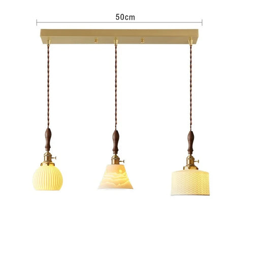 suspension moderne en céramique avec prise en cuivre et bois - vue 25 sur 30