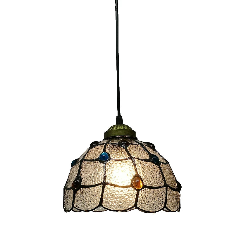 lustre en vitrail style tiffany pour éclairage décoratif antique - vue 19 sur 19