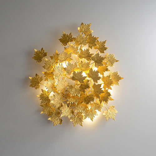 applique murale en feuilles d'érable dorées design moderne - vue 10 sur 11