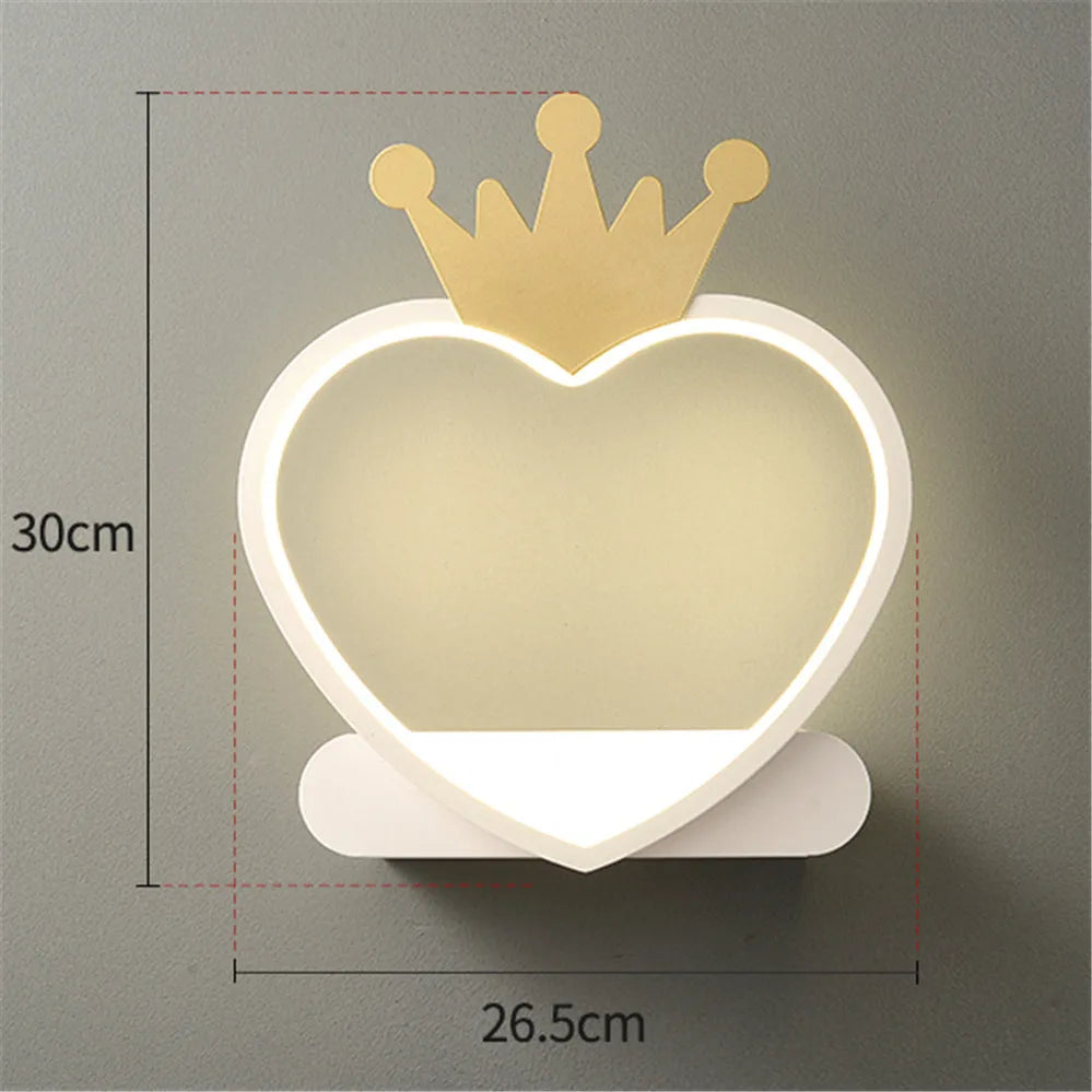 étagère métallique coeur nordique avec lampe led murale pour enfants - vue 2 sur 10