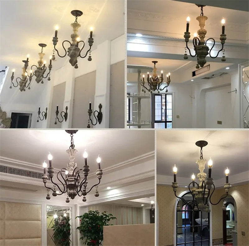 lustre vintage à bougie style européen rétro élégant pour intérieur moderne - vue 4 sur 12