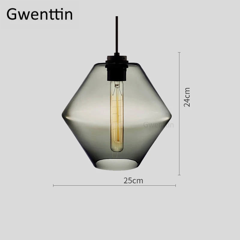suspension moderne en verre teinté pour décoration intérieure - vue 13 sur 30