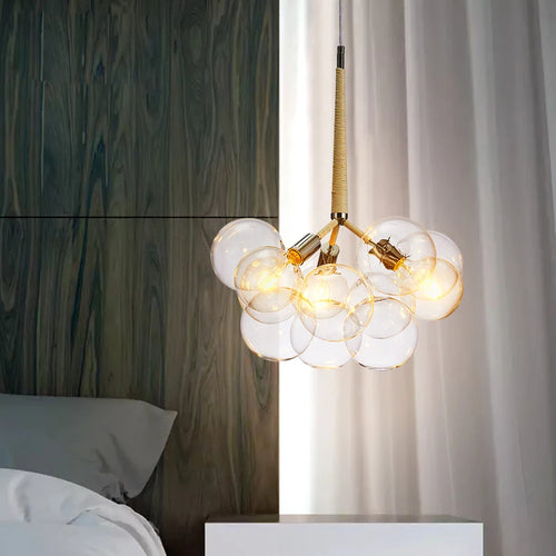 SANDYHA boule de verre bulle lustre haute qualité matériel lampadaire Art décoration de la maison LED lampe suspendue personnalité chambre E27 - vue 4 sur 18