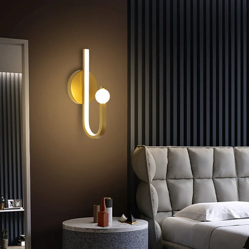 applique murale style nordique en cuivre doré éclairage commercial led tamisée - vue 2 sur 10