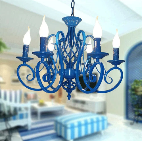 lustre classique vintage à 6 ou 8 bougies en fer forgé - vue 3 sur 6