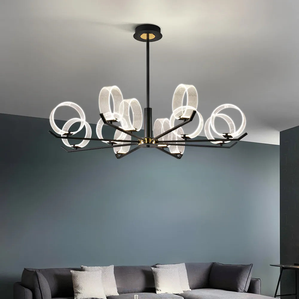 lustre industriel acrylique led pour éclairage intérieur décoratif - vue 2 sur 13
