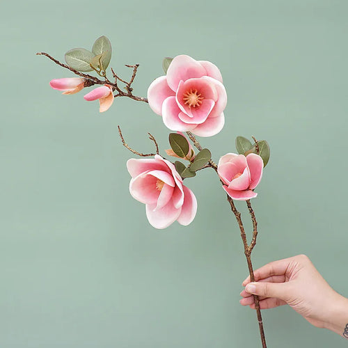 fleur artificielle de magnolia en soie pour décoration élégante - vue 6 sur 7