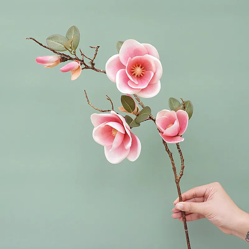 fleur artificielle de magnolia en soie pour décoration élégante - vue 5 sur 7