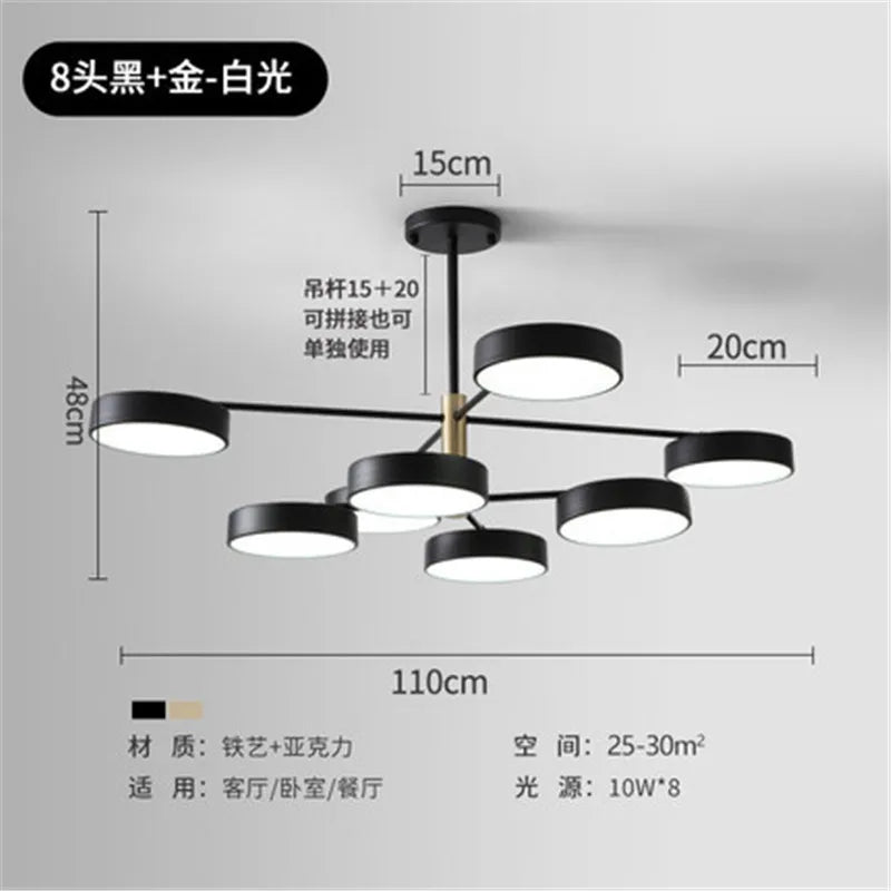 lustre led moderne nordique simple pour décoration intérieure - vue 7 sur 11