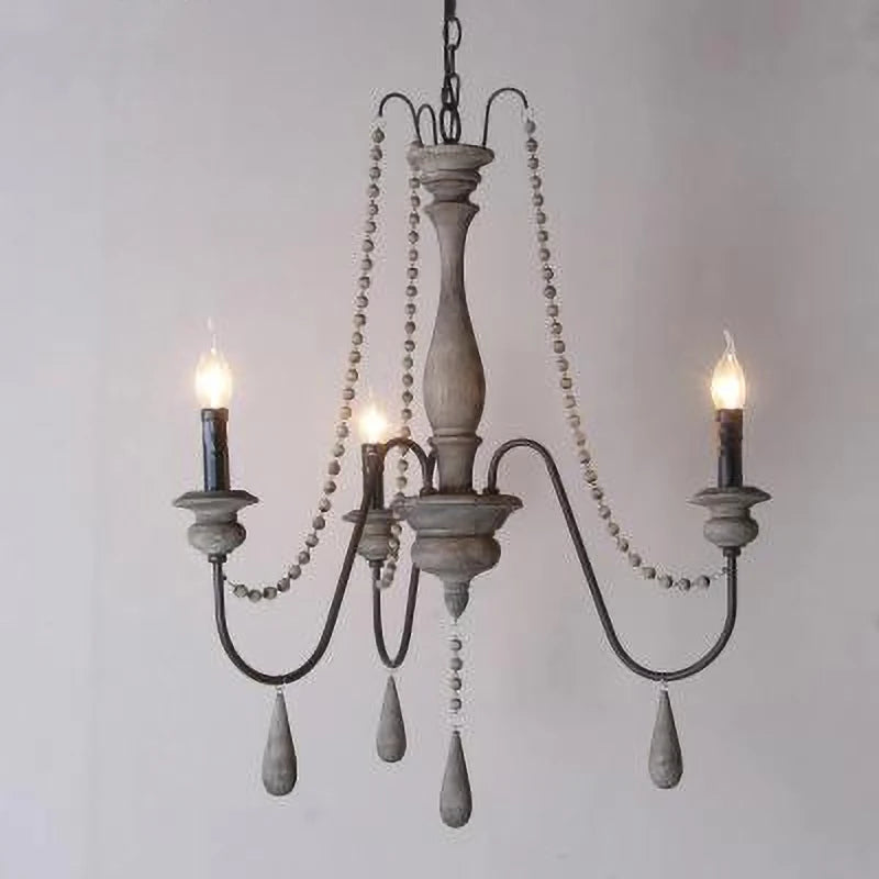 lustre rétro en bois massif pour décoration intérieure élégante - vue 3 sur 12