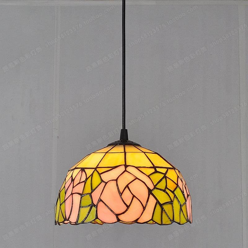 lustre en vitrail style tiffany pour éclairage décoratif antique - vue 2 sur 19