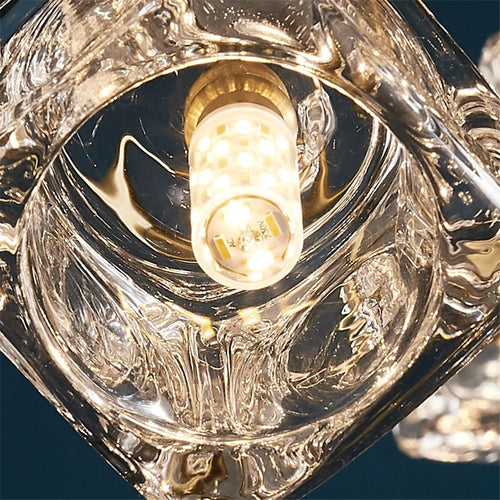 lustre led cube glace cuivre doré éclairage style industriel nordique - vue 6 sur 11