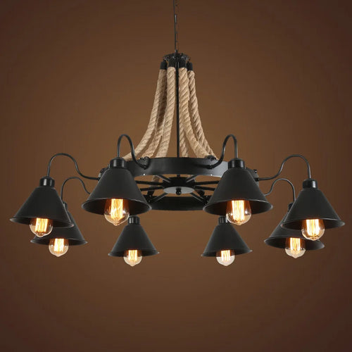 lustre vintage industriel en fer forgé pour loft et café - vue 2 sur 12