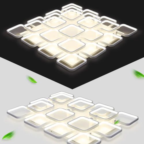 lustre en fer à led avec abat-jour rectangulaire moderne - vue 4 sur 5