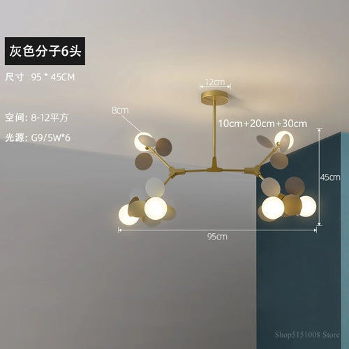 suspension à led design nordique avec fleurs décoratives en acrylique - vue 15 sur 24