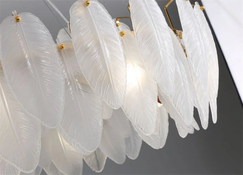 plafonnier moderne en verre blanc en forme de plume d'oie - vue 6 sur 5