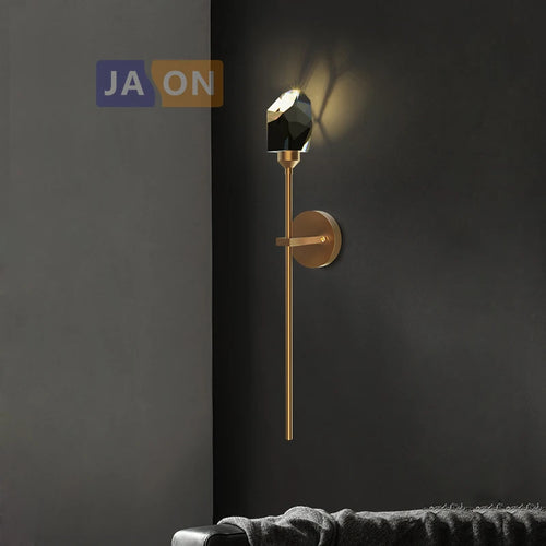 applique murale led postmoderne en cuivre et cristal - vue 7 sur 22