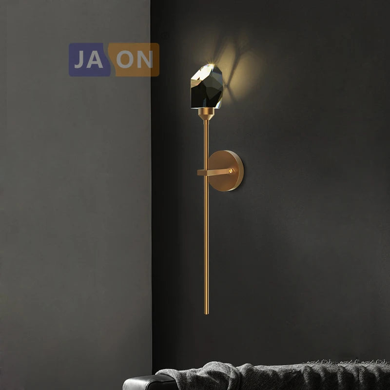 applique murale led postmoderne en cuivre et cristal - vue 6 sur 22
