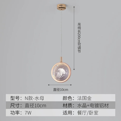 suspension LED en cristal doré au design nordique moderne - vue 22 sur 21