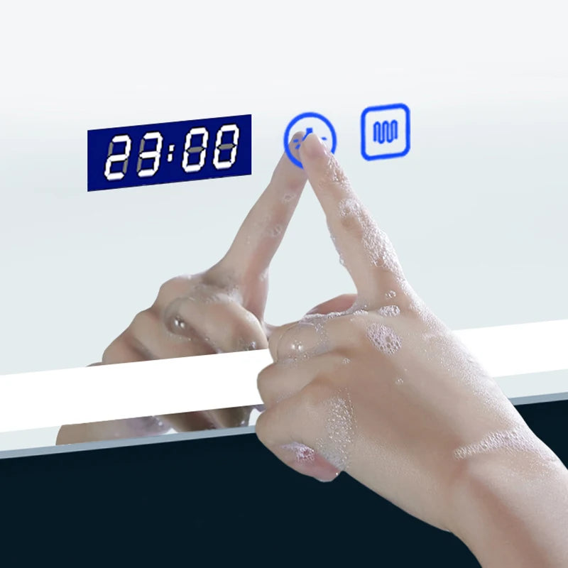 miroir intelligent multifonction avec haut-parleur bluetooth et led réglable - vue 6 sur 13