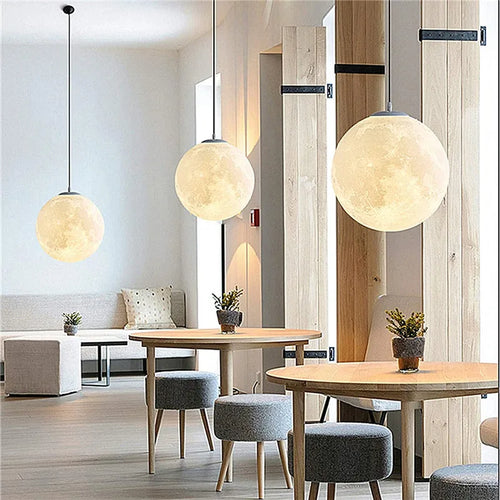Suspension lune LED lumière ambiance décoration maison - vue 3 sur 8