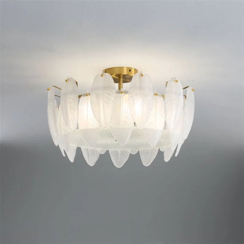 lustre moderne en verre en forme de plume d'oie éclairage suspendu - vue 4 sur 12