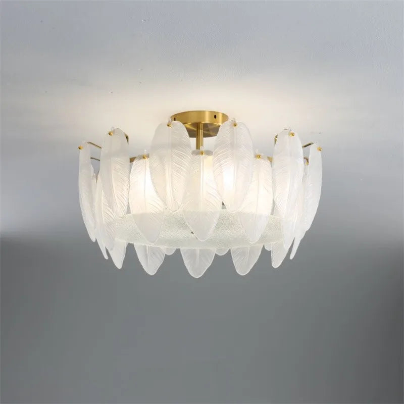 lustre moderne en verre en forme de plume d'oie éclairage suspendu - vue 3 sur 12