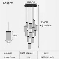 lustre en cristal design lumineux pour escalier et décoration intérieure