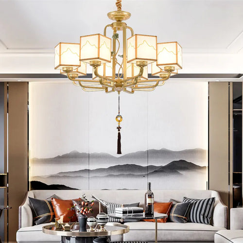 lustre chinois classique doré design pour intérieur élégant - vue 3 sur 12