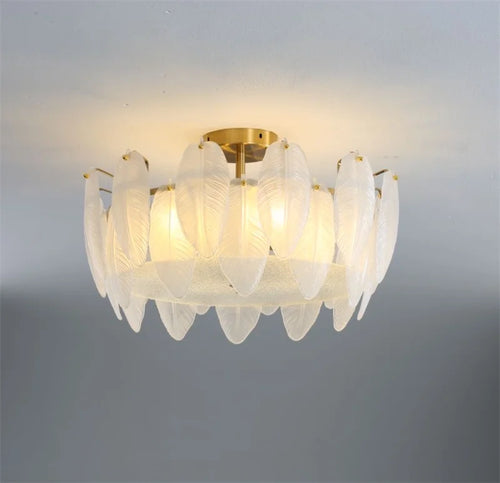 plafonnier moderne en verre blanc en forme de plume d'oie - vue 3 sur 5