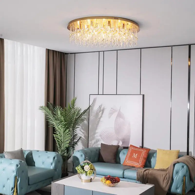 plafonnier led rond cristal luxe style postmoderne européen - vue 4 sur 9