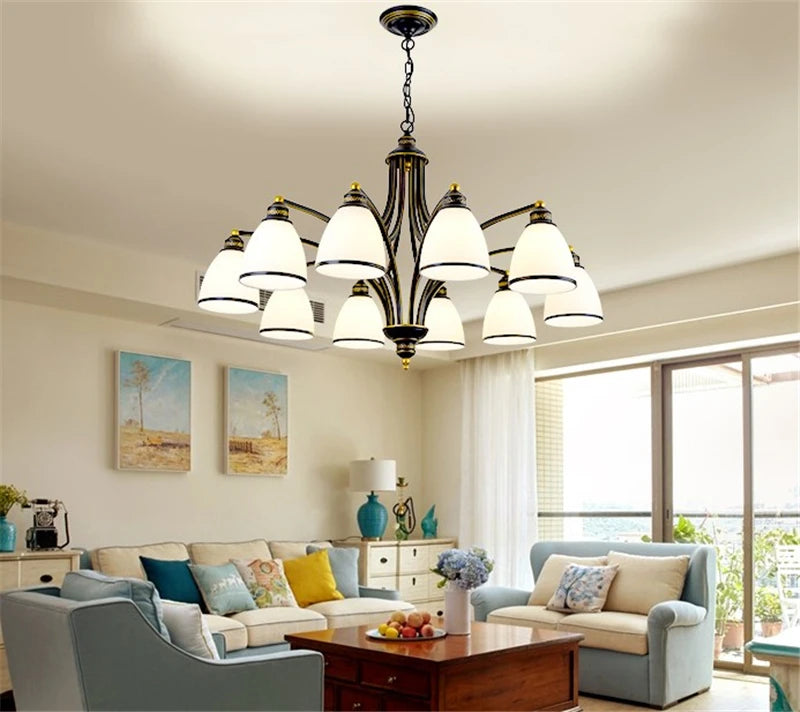 lustre classique en fer et verre pour décoration intérieure - vue 4 sur 16