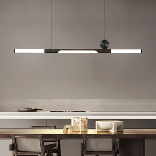 Chandelier in long dining room, black / gold thickened glass modern chandelier, hall, coffee shop, study, LED bar chandelier - vue 2 sur 18