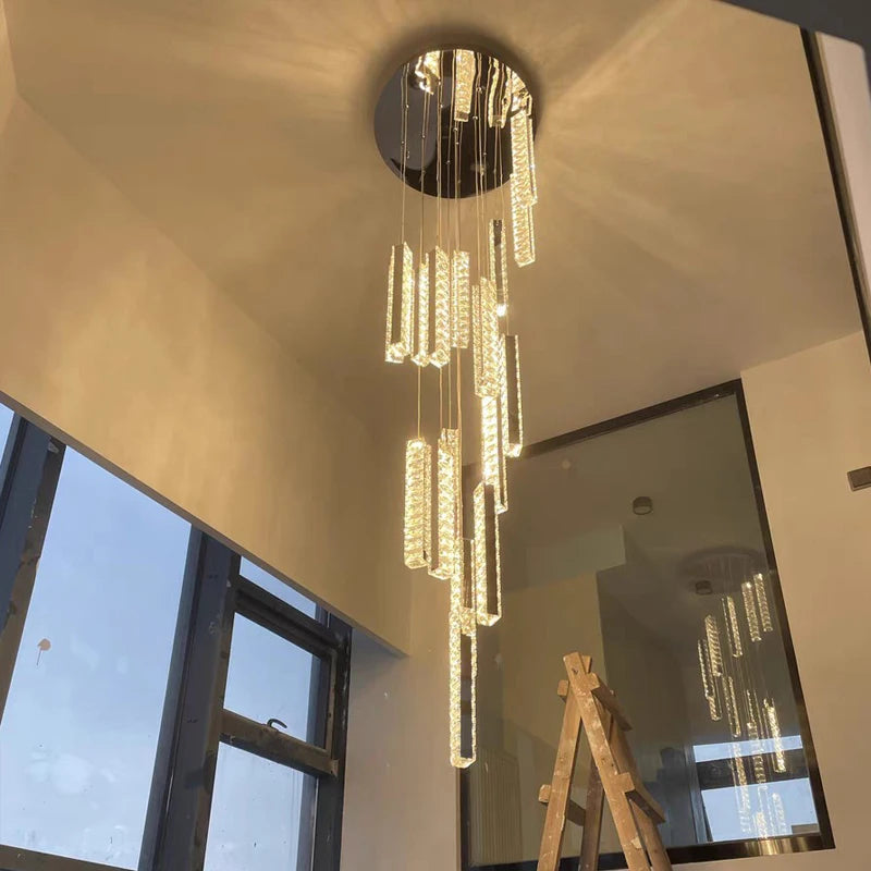 lustre en cristal led doré pour éclairage intérieur élégant et raffiné - vue 5 sur 16