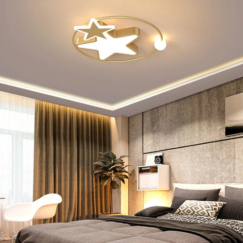 plafonnier led étoile dorée éclairage créatif nordique pour intérieur - vue 5 sur 7