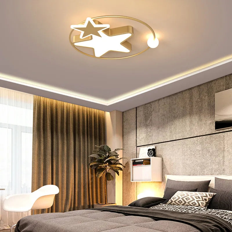 plafonnier led étoile dorée éclairage créatif nordique pour intérieur - vue 4 sur 7