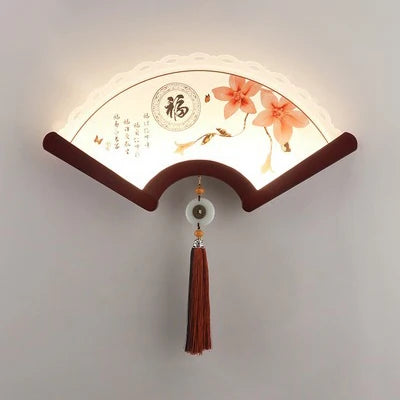 applique murale en bois éventail style rétro japonais à LED - vue 10 sur 18