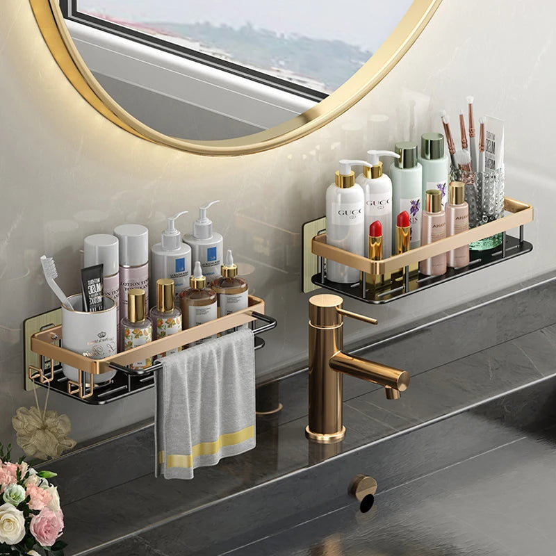 étagères murales en aluminium pour salle de bain sans perçage - vue 3 sur 16