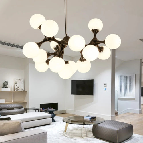 lustre moderne design art adn en verre pour intérieur - vue 4 sur 6